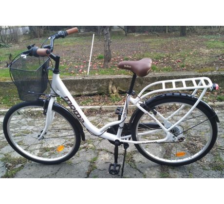 Elegantný dámsky mestský bicykel MOMA City s košíkom 6x3 prevodov SHIMANO, 17,5” ALU rám, 26” kolesá + LED svetlá