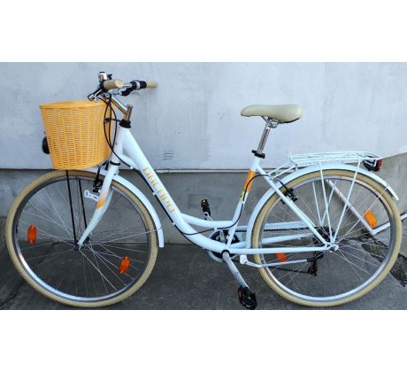 Dámsky mestský bicykel DaCapo s košíkom, 19" HI-TEN rám, 28" kolesá, 6 prevodo SHIMANO, svetlá