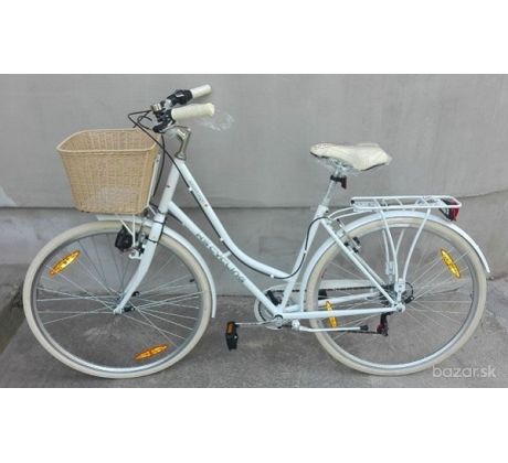 Dámsky bicykel 6 prevodov 19” rám 28” kolesá + košík + lampy