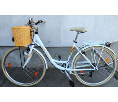 Dámsky mestský bicykel DaCapo s košíkom, 19" HI-TEN rám, 28" kolesá, 6 prevodo SHIMANO, svetlá