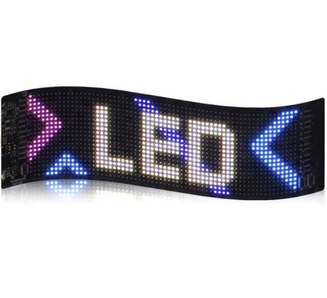Farebná svetelná LED reklama pútač pás ohýbateľný flexibilný 133x19,2cm s diaľkovým ovládaním, aj do auta, napájanie 5V