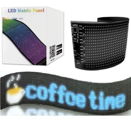 Farebná svetelná LED reklama pútač pás ohýbateľná flexibilná 90x19,2cm s diaľkovým ovládaním, aj do auta, napájanie 5V
