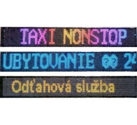 Farebná svetelná LED reklama pútač pás ohýbateľný flexibilný 133x19,2cm s diaľkovým ovládaním, aj do auta, napájanie 5V