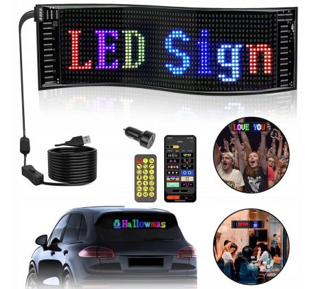 FLEXIBILNÁ PROGRAMOVATEĽNÁ SVETELNÁ LED REKLAMA PÁS 60 x 12cm aj do AUTA na 5V
