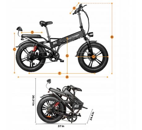 FATBIKE VICTRIP R5 skladací elektrobicykel 750W motor, AKU48V 20Ah, 45km/h. dojazd 100km, EU certifikát