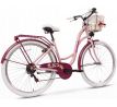 Dámsky romantický mestský bicykel s košíkom 18" rám 28" kolesá 7 prevodov Shimano na zadnom kolese