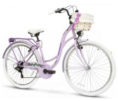 Elegantný dámsky mestský bicykel s košíkom 18" rám 28" kolesá 7 prevodov Shimano